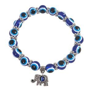 Elephant Evil Eye Bracelet Beaded Stretched Friendship Spiritual Protection Good